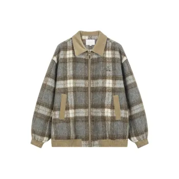 Bosieagender Jackets & Coats Unisex Beige Plaid