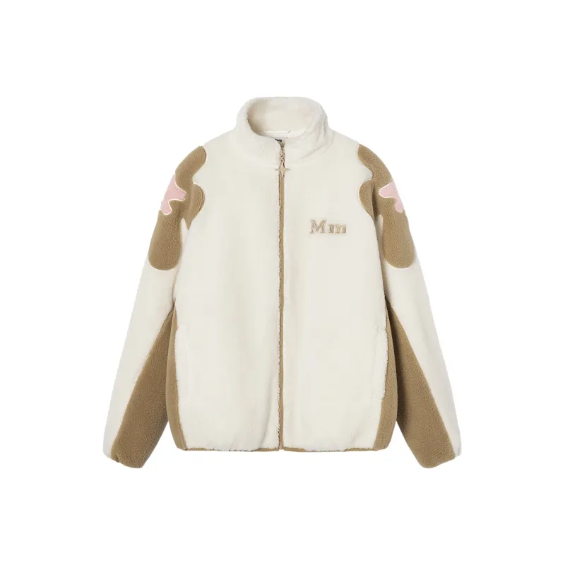 Mmlg Velvet-feel Coat Unisex Beige Coffee Clash-0