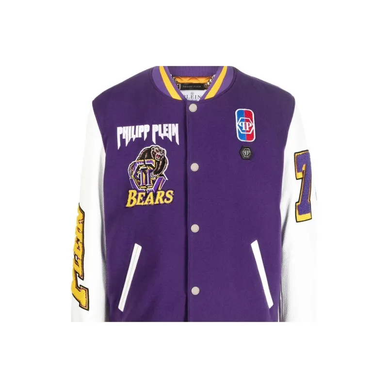 PHILIPP PLEIN SS23 Baseball Jacket Men's Purple-4