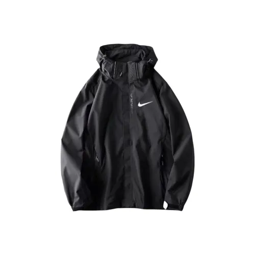 Nike Hiking Water Resistant Windproof Breathable Wear Resistant Moisture Wicking Windbreaker Jacket Unisex Black