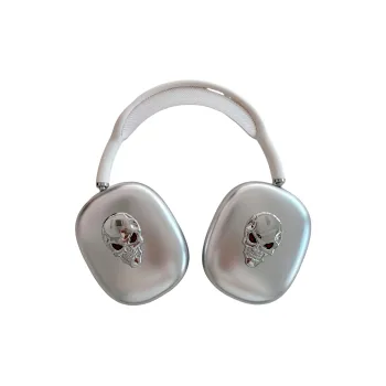 IXN Compatibility With AirPods Ma TPU Premium Electroplated 3D Effect Skull Fun Quirky Headphone Cases