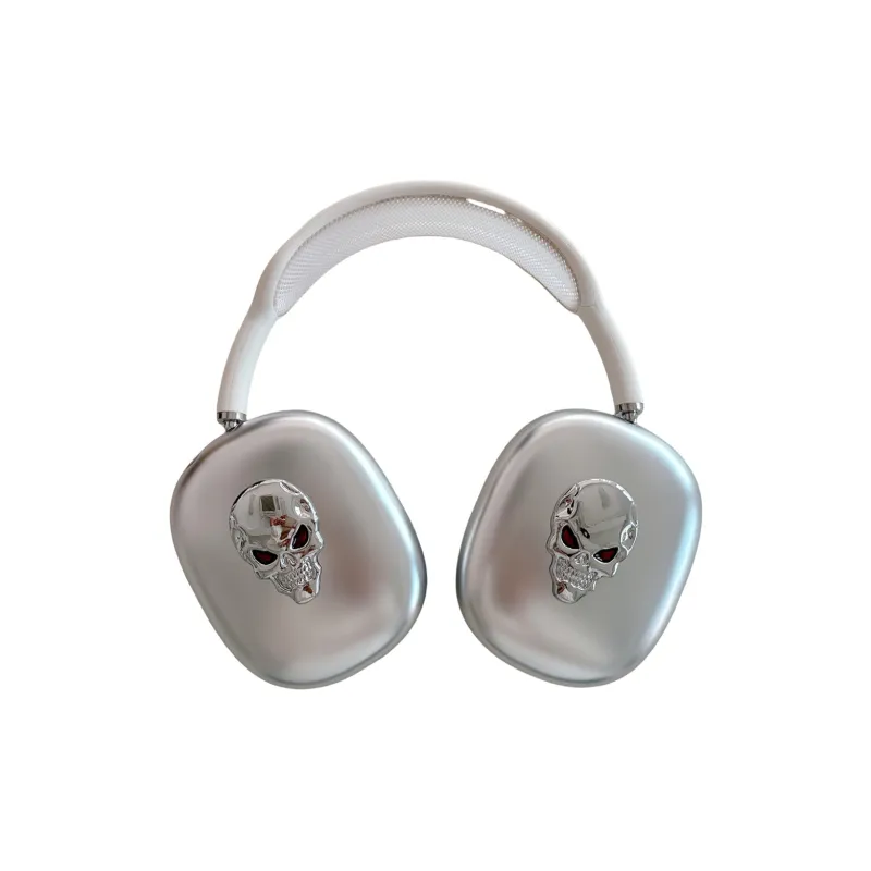 IXN Compatibility With AirPods Ma TPU Premium Electroplated 3D Effect Skull Fun Quirky Headphone Cases-0