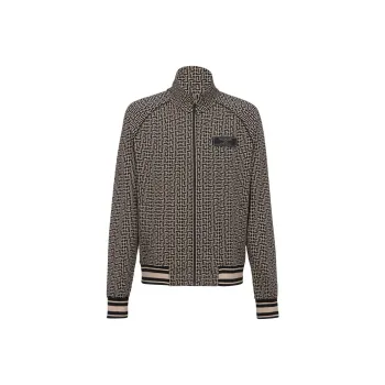 BALMAIN Monogram jacquard Zip up Bomber Jacket