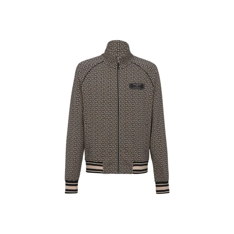 BALMAIN Monogram jacquard Zip up Bomber Jacket-0