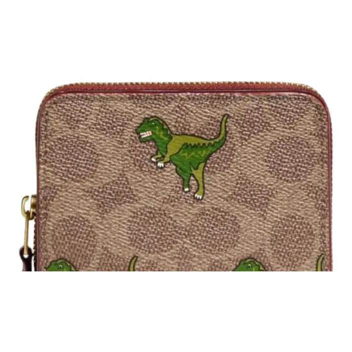 COACH Rexy Card Holder Wallet Women's Khaki & Rust-3