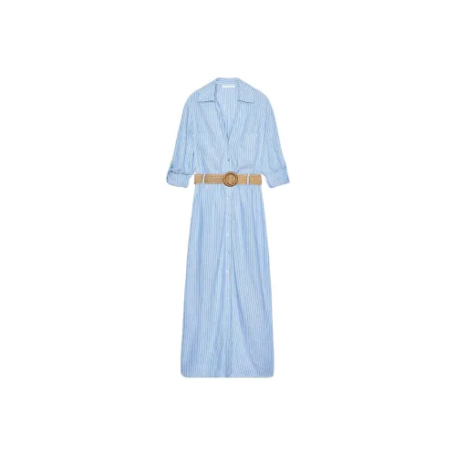 ZARA Long Sleeved Dress Women's Blue/White