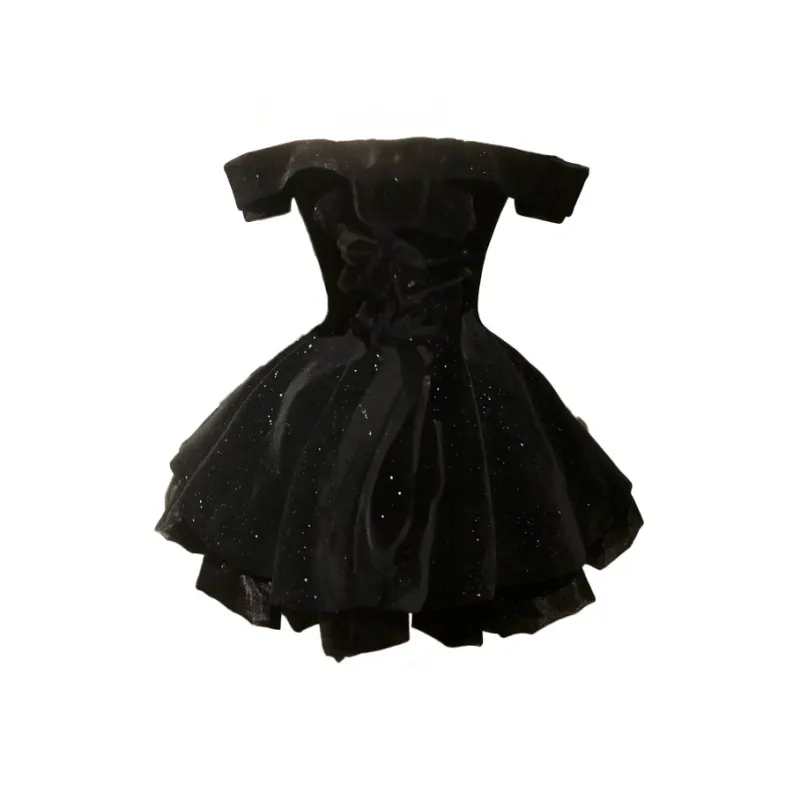 Mu Xiao Xin Short Sleeved Dress Women's Black-1