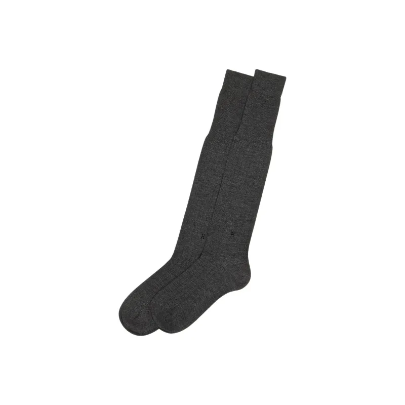HERMES Knee High Socks Men's 1 Pack Smoke Coal Color-0