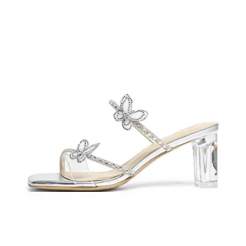 RED DRAGONFLY Rubber Sole Rhinestone Slip Resistant Slide Slippers Women's