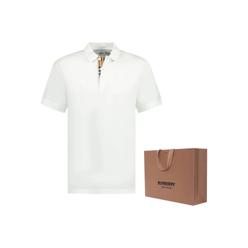Burberry SS23 Men's Casual Pullover Short Sleeve Polo Shirt White-2
