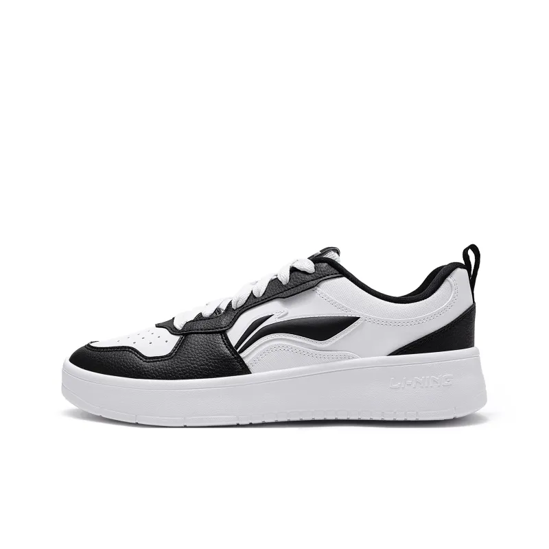 LiNing Early Cloud Coverage Abrasion Resistant, Breathable Low Top Skateboard Shoes Men's Black White-0