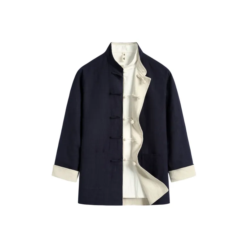 XUANSHENG Jackets Coats Men's Hemp-0