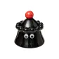 With Lid Volcano Ashtray-Bright Black, Top Bead Is Plastic Material, Installation Required