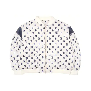 MLB Classic Monogram Print Shoulder Block Light Short Down Jkt Baseball Jacket Unisex White