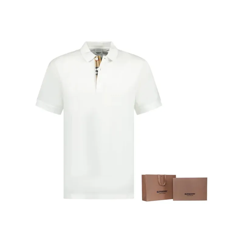 Burberry SS23 Men's Casual Pullover Short Sleeve Polo Shirt White-4