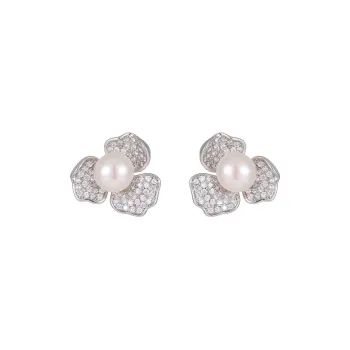 VIOLET S925 Silver Stud Pearl Stud Earrings Women's