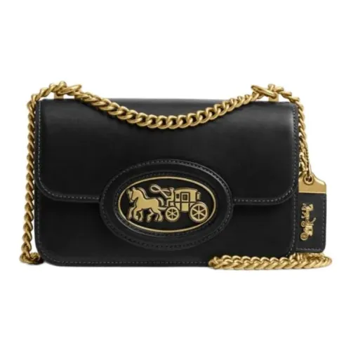 COACH Hero Cow Leather Shoulder Bag Small Size Women's Black