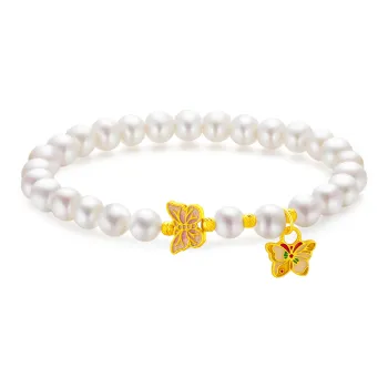 Lao Feng Xiang Pearl S925 Sterling Silver Bracelet Women's