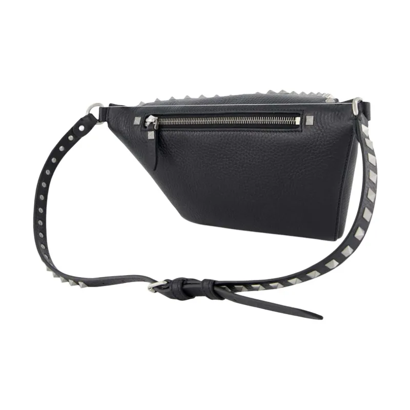 Valentino GARAVANIRockstud Grain Calfskin Fanny Pack Unisex Black-2