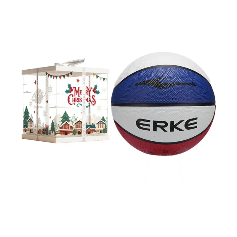Erke Rubber Basketball Red White Blue Size 5 Ball Training Competition Unisex-9