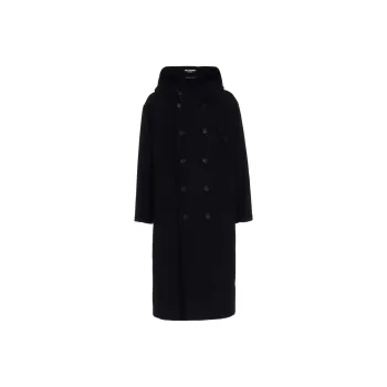 Yohji Yamamoto Double Breasted Hooded Coat