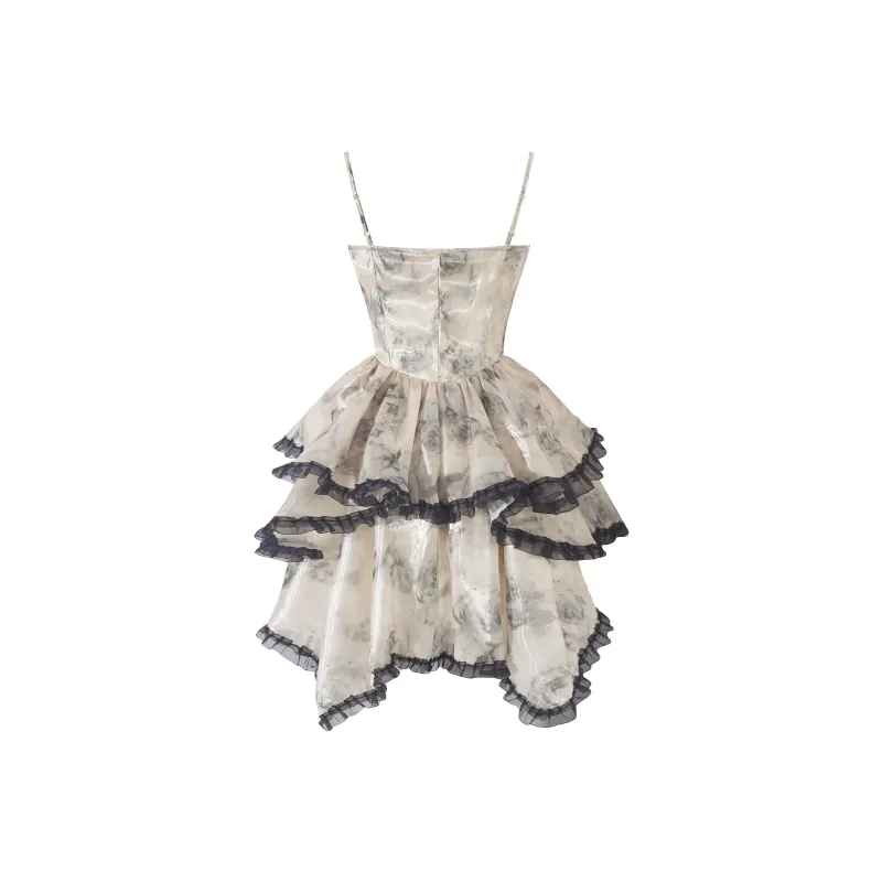Qiuerle Slip Dress Women's Ink Wash Rose-1