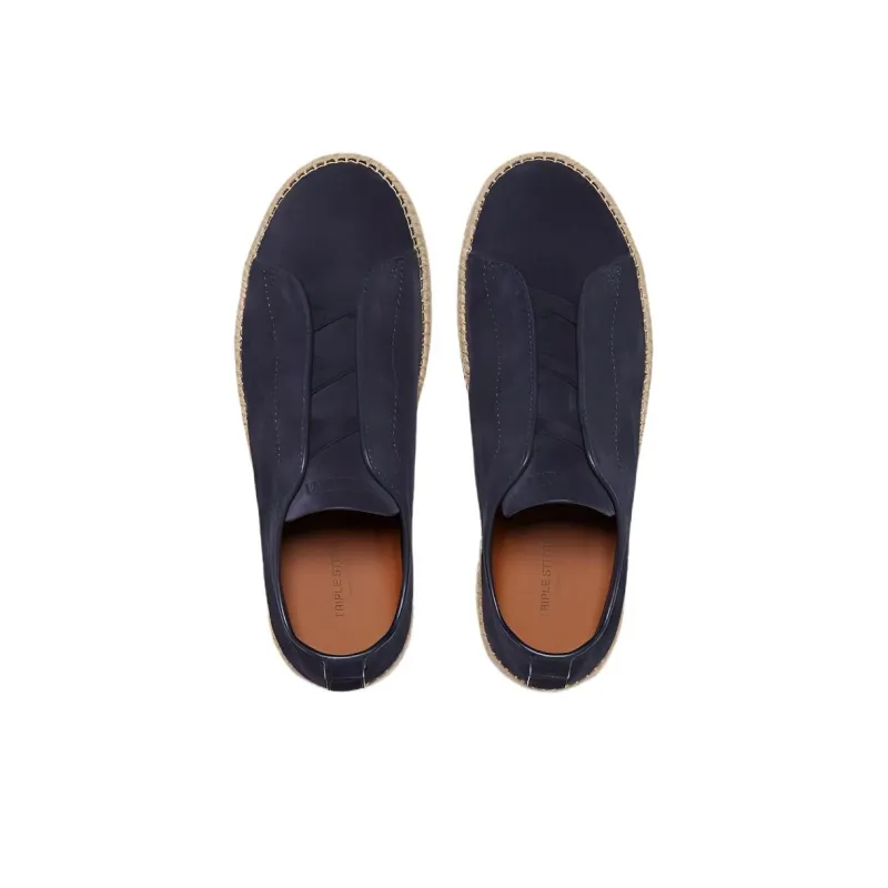 Zegna Triple Stitch Espadrilles Men's Dark Blue-3
