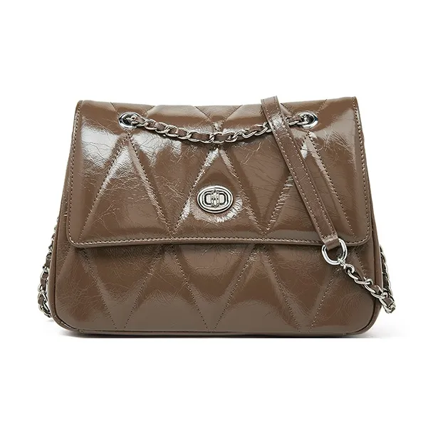 Old Man's Head Top Grain Cow Leather Shoulder Bag, Crossbody Bag Women's Black/Khaki/Silver-10