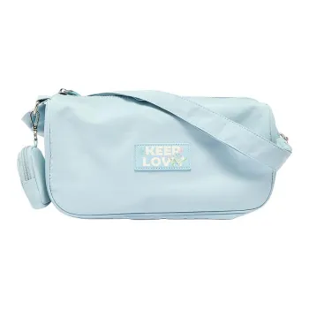 Three Blessings Nylon Fabric Shoulder Bag, Crossbody Bag Medium Size Women's Blue/ivory