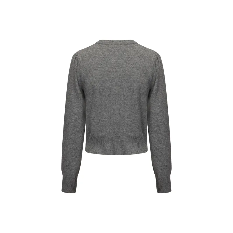 CHIWAWAMEME Crop Top Women's Gray Diamond Pattern Cardigan-1