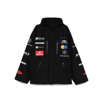 Balenciaga Logo Embroidered Hooded Ski Jacket