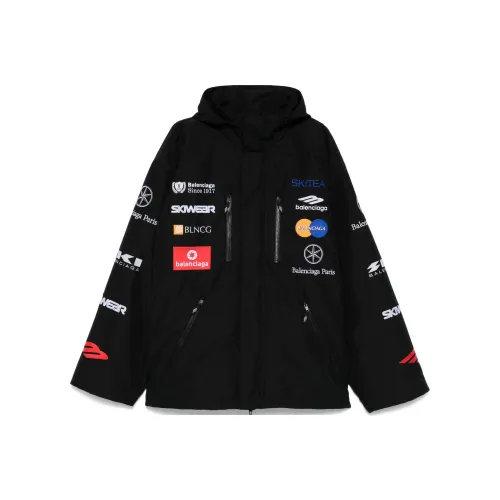 Balenciaga Logo Embroidered Hooded Ski Jacket