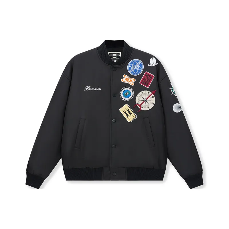 BONELESS Baseball Jacket Unisex Black-0