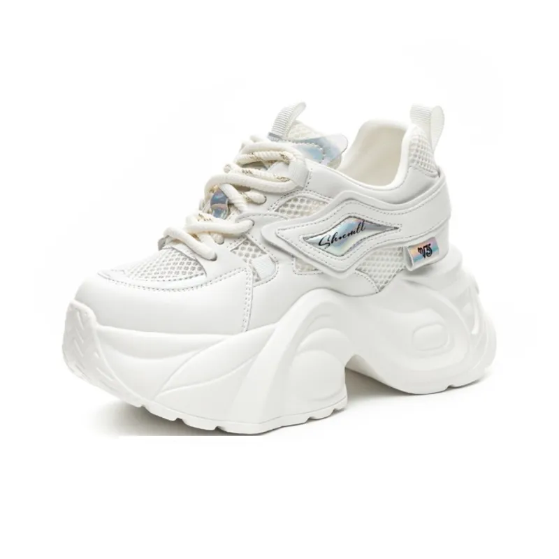 OBWA Slip Resistant, Abrasion Resistant, Breathable, Lightweight, Height Increasing Low Top Chunky Sneakers Women's-6