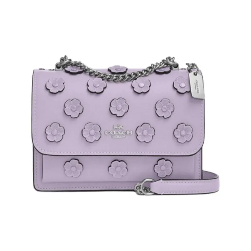 COACH Klare Cow Leather Shoulder Bag, Crossbody Bag Mini Women's Lilac Purple-0