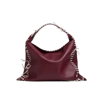 Bottega Veneta Calfskin Shoulder Bag Large Size Women's Barolo Red