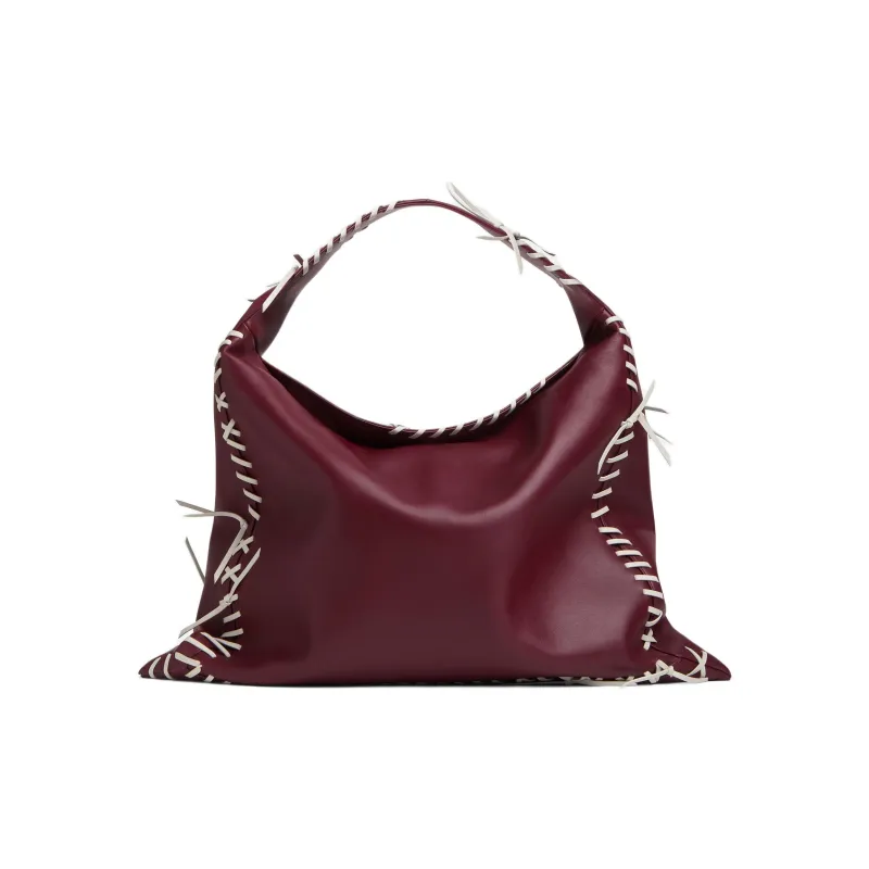 Bottega Veneta Calfskin Shoulder Bag Large Size Women's Barolo Red-0