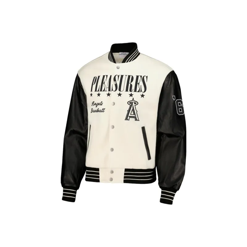 MLB x PLEASURES FW23 Baseball Jacket Men's White-0