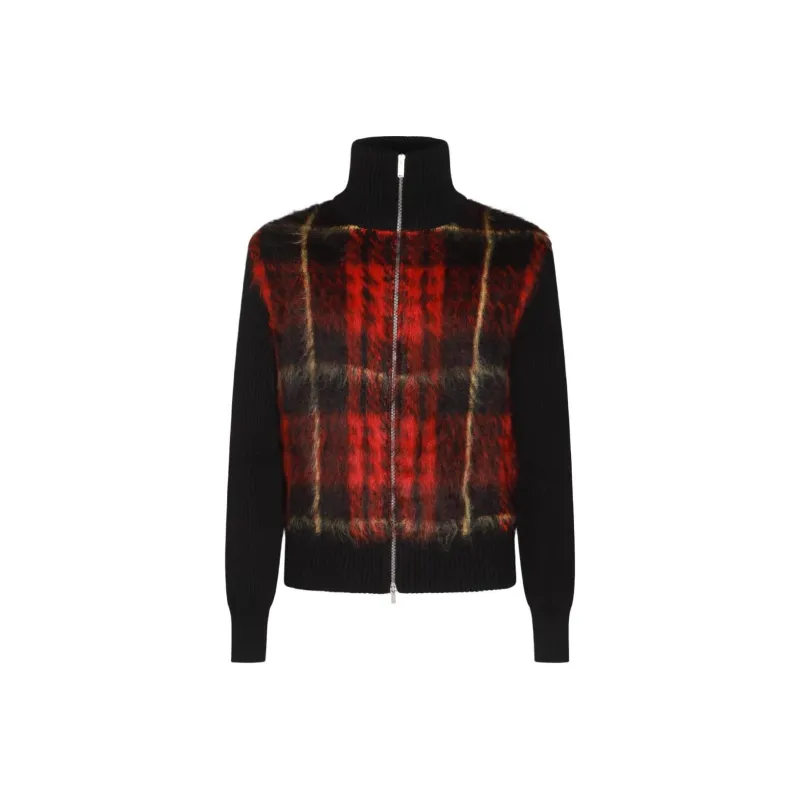 Alexander McQueen Tartan Brushed Effect Zip Up Cardigan-0