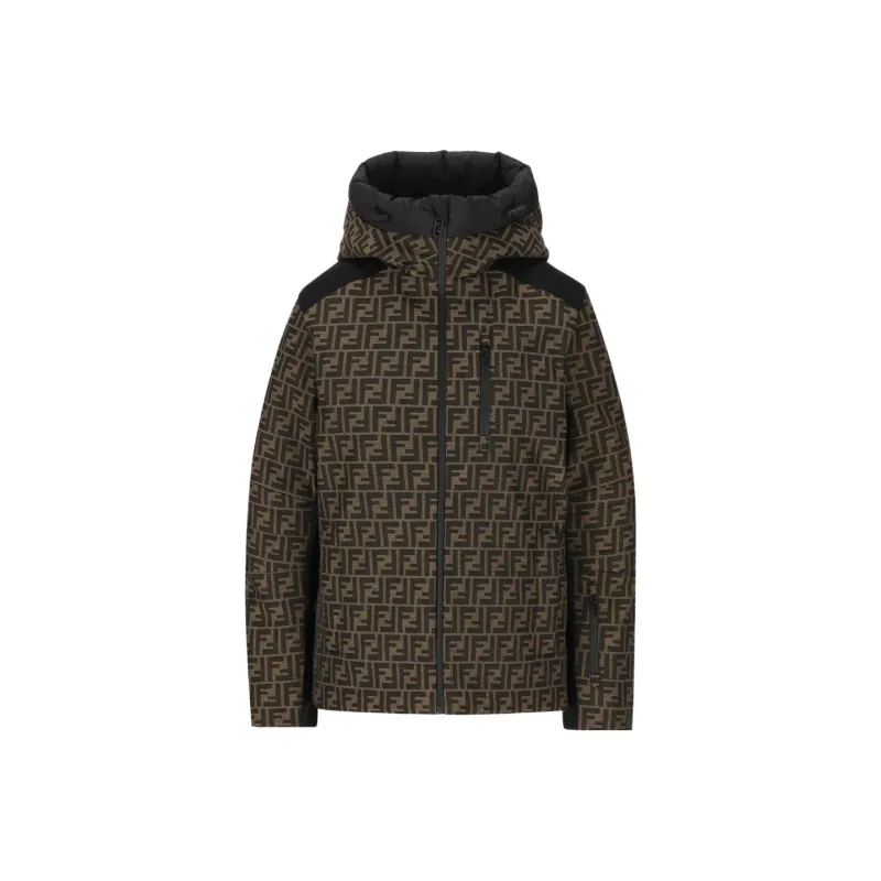 FENDI Ff Motif Zip Up Hooded Jacket-0
