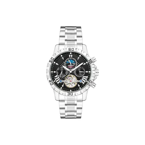 LIBER AEDON Artisan Collection Automatic Mechanical Movement Steel Strap Black Dial Men's Watches
