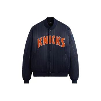 KITH New York Knicks Pinstripe Satin Bomber Jacket