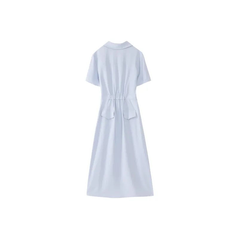 Alxnan Short Sleeved Dress Women's Blue-1