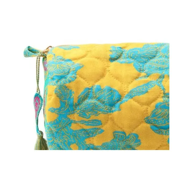 ZARA Cotton Clutches Toiletry Bags Small Size Women's Turquoise-4