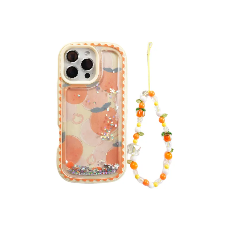 Wei Xin TPU Material Star Sand Glitter Orange Phone Cases Compatible With IPhone 16/15 Pro Max/Apple 13/14 Pro/Max-1
