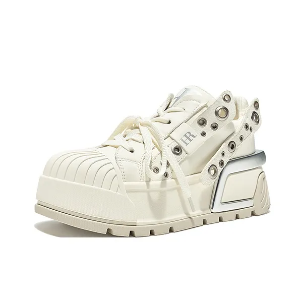 HR Mid Top Skateboard Shoes Women's White-1
