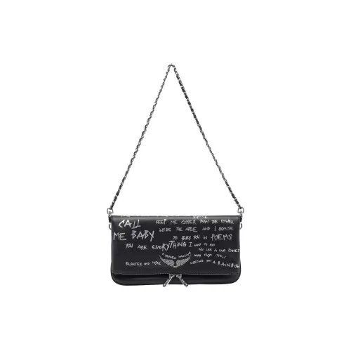 Zadig & Voltaire Graffiti Printed Fold Over Shoulder Bag