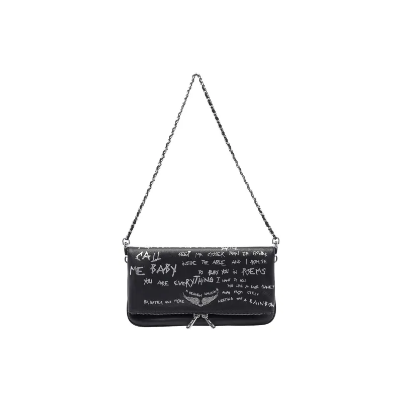 Zadig & Voltaire Graffiti Printed Fold Over Shoulder Bag-0