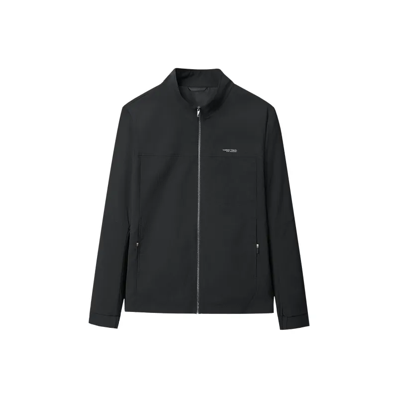 HLA Jackets Men Navy Blue Plaid 25-0