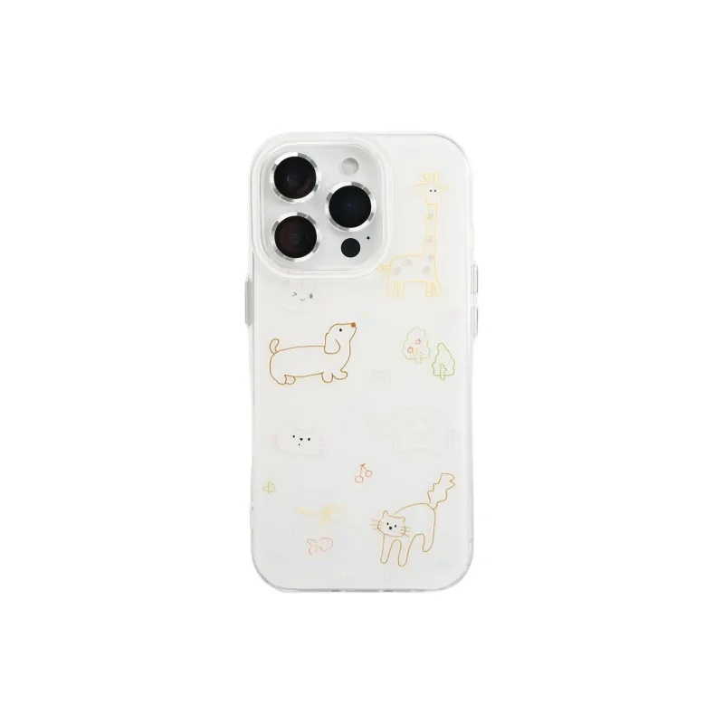 Sopi Acrylic Material Multicolor Line Animal Phone Cases Compatibility With IPhone 16/15/13/14/Pro/Max-2